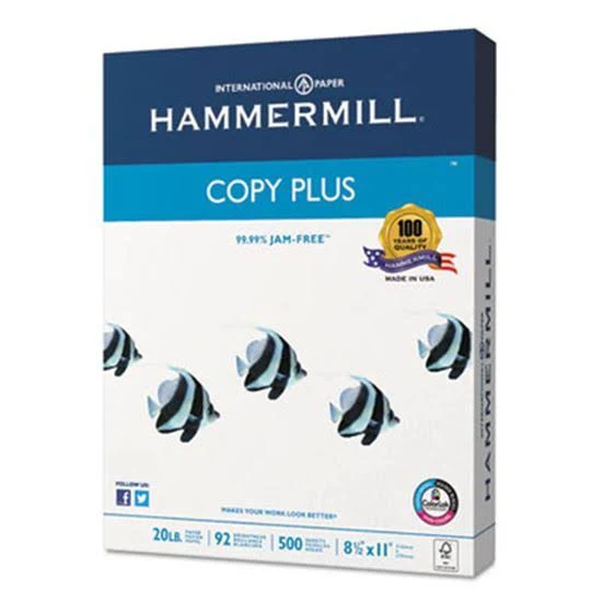 Copy Plus Copy Paper, 92 Brightness, 20lb, 8-1/2 x 11, White, 5000 Sheets/Carton