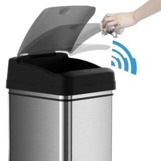 iTouchless 13 Gal Stainless Steel Touchless Trash Can with Odor Control & AC Adapter
