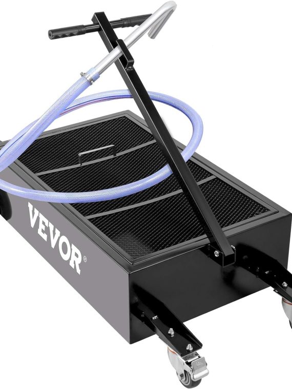 Profile 15 Gallon Oil Drain Pan with 180W Electric Pump, 8.2ft Hose & Folding Handle, Rolling Cart for Trucks, Buses, RVs