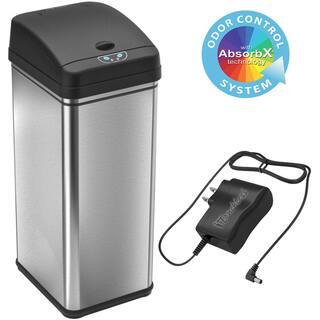 iTouchless 13 Gal Stainless Steel Touchless Trash Can with Odor Control & AC Adapter