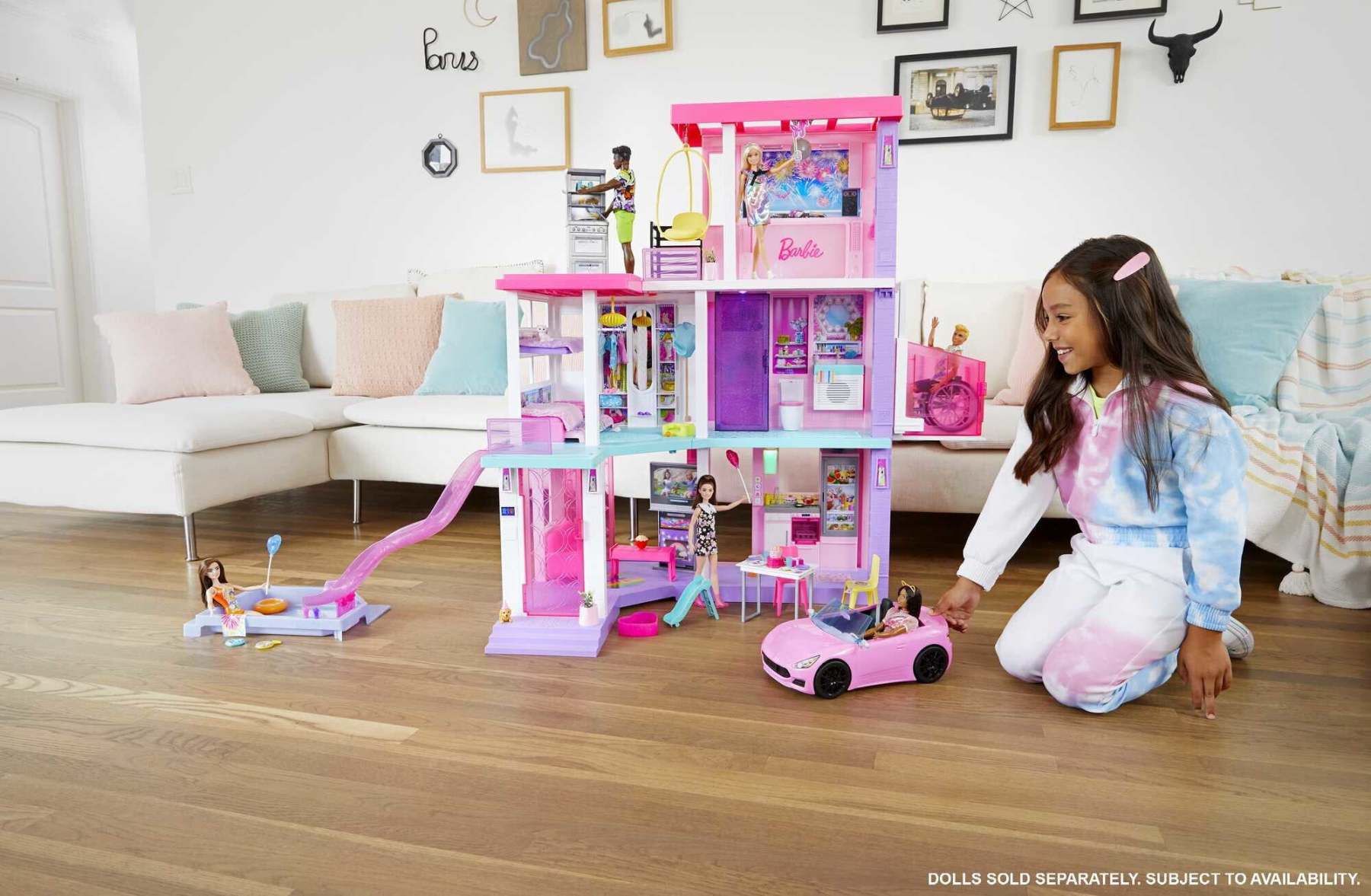 Barbie 60th Anniversary DreamHouse Playset with 2 Dolls, Car & 100+ Accessories
