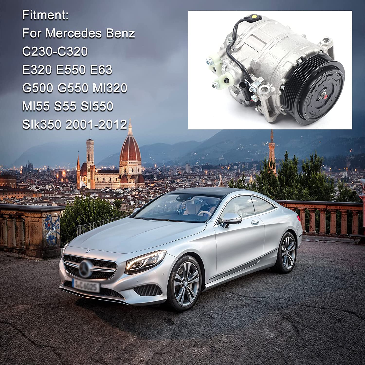 TOOL1SHOoo Air Conditioner Compressor with Clutch for Mercedes C320 E320 E550 2001-2012