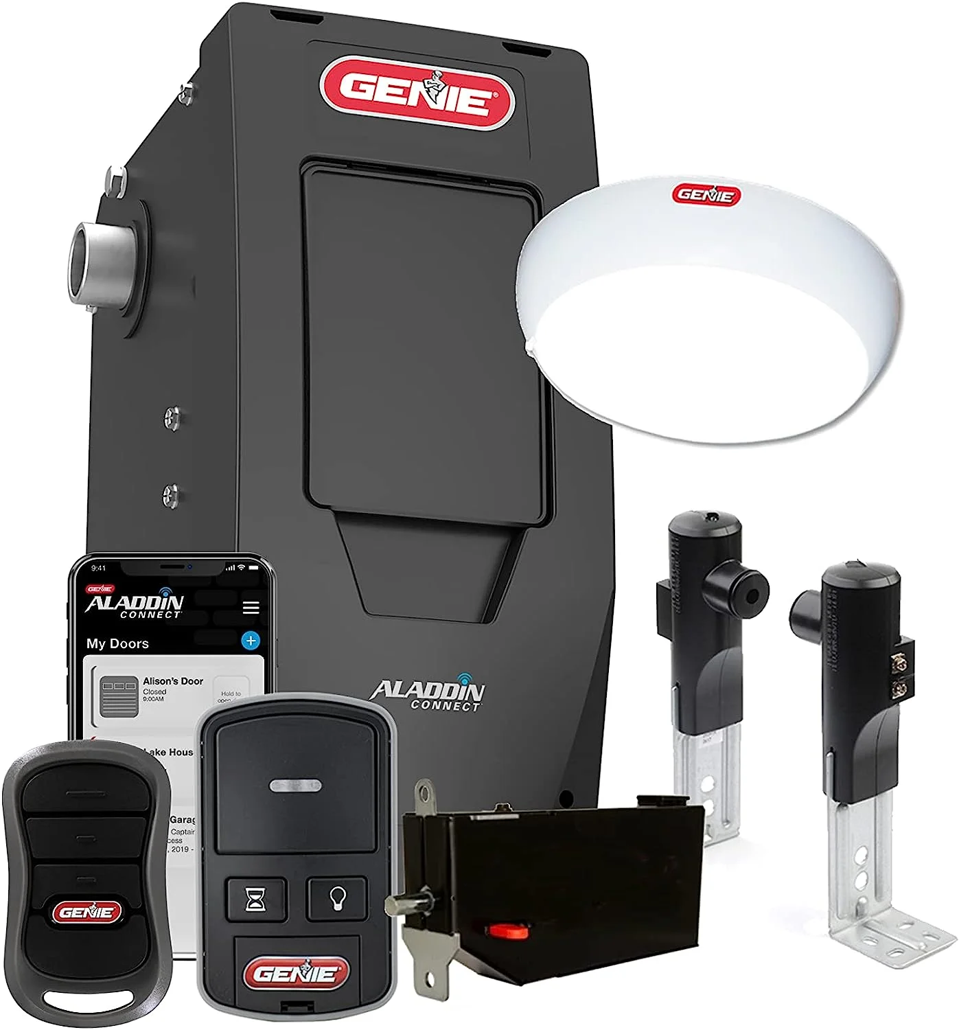 Genie 6172H-O Smart Wall Mount Garage Door Opener with Aladdin Connect, Space-Saving Design, Quiet 24v DC Motor