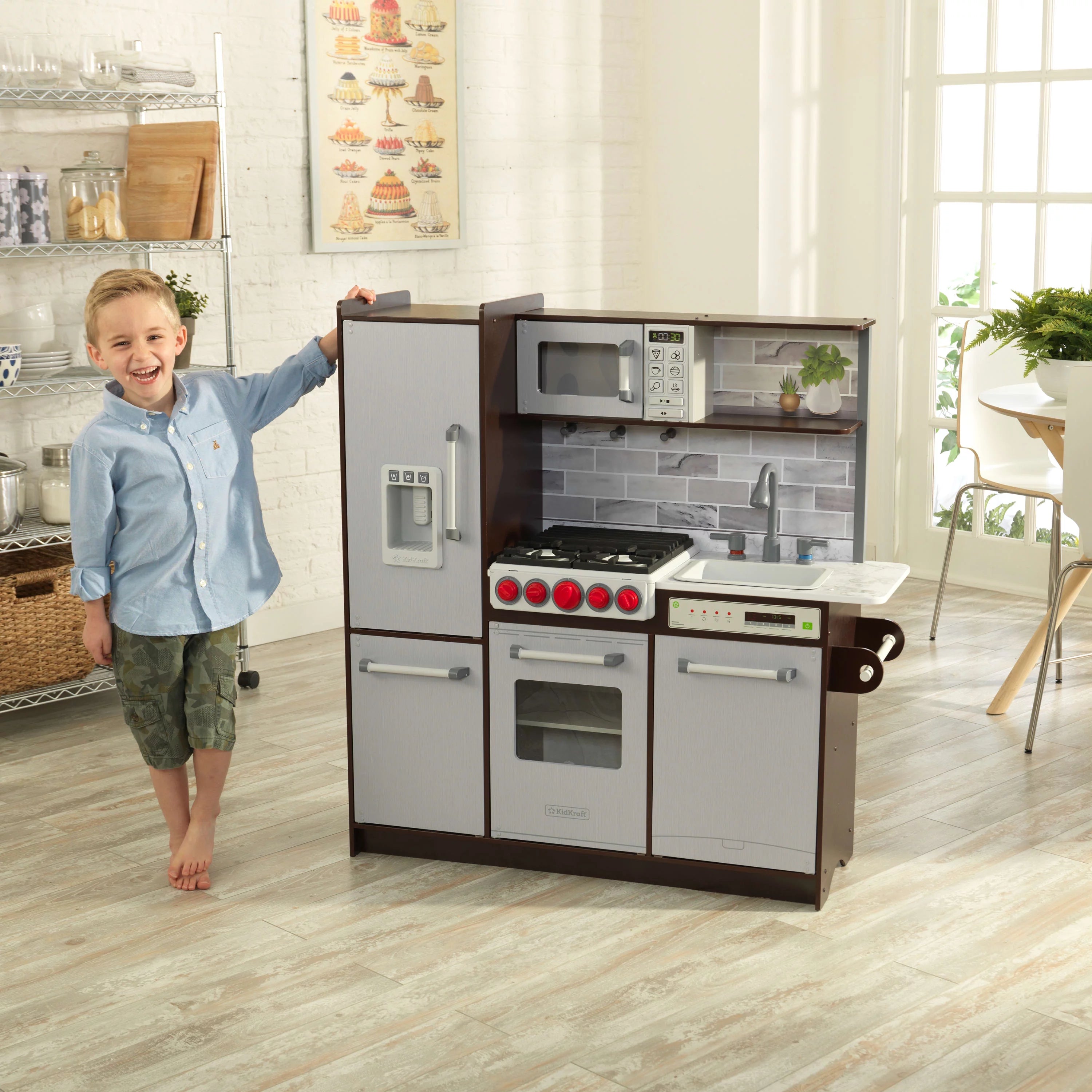 KidKraft Uptown Elite Espresso Play Kitchen with Lights and Sounds
