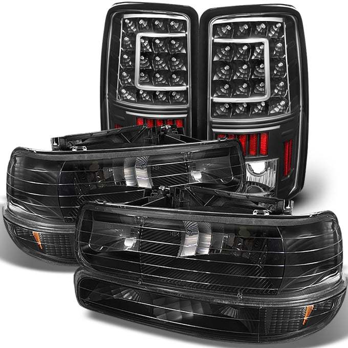 Chevy Suburban/Tahoe 2000-2006 Black Headlights & LED Tail Lights Set, DOT Approved