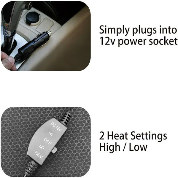 AutoDrive Heated Seat Cushion, 12V, Universal Fit, Auto Shut-Off, Spill-Resistant, Easy Install for Cars