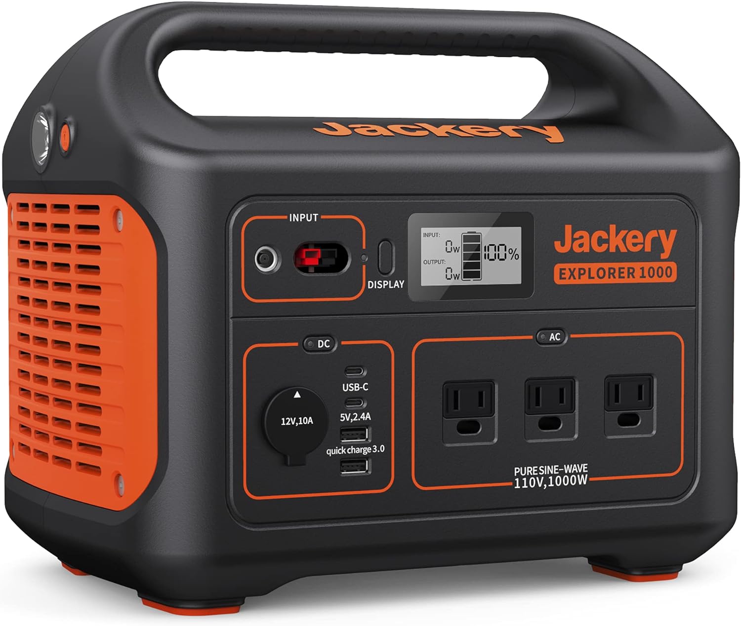 Jackery Explorer 1000 Portable Power Station, 1002Wh, 3x1000W AC Outlets, Solar Compatible, Quiet Operation, Outdoor Use