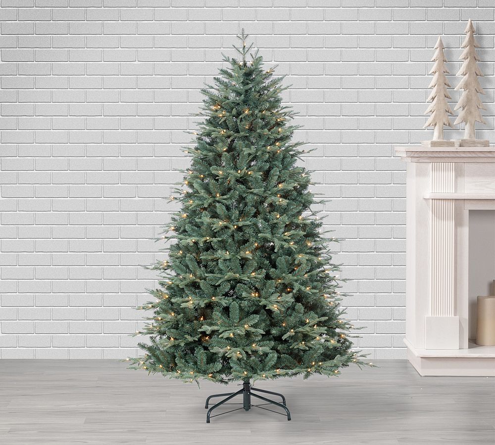 Lit Natural Cut Blue Spruce Faux Christmas Tree