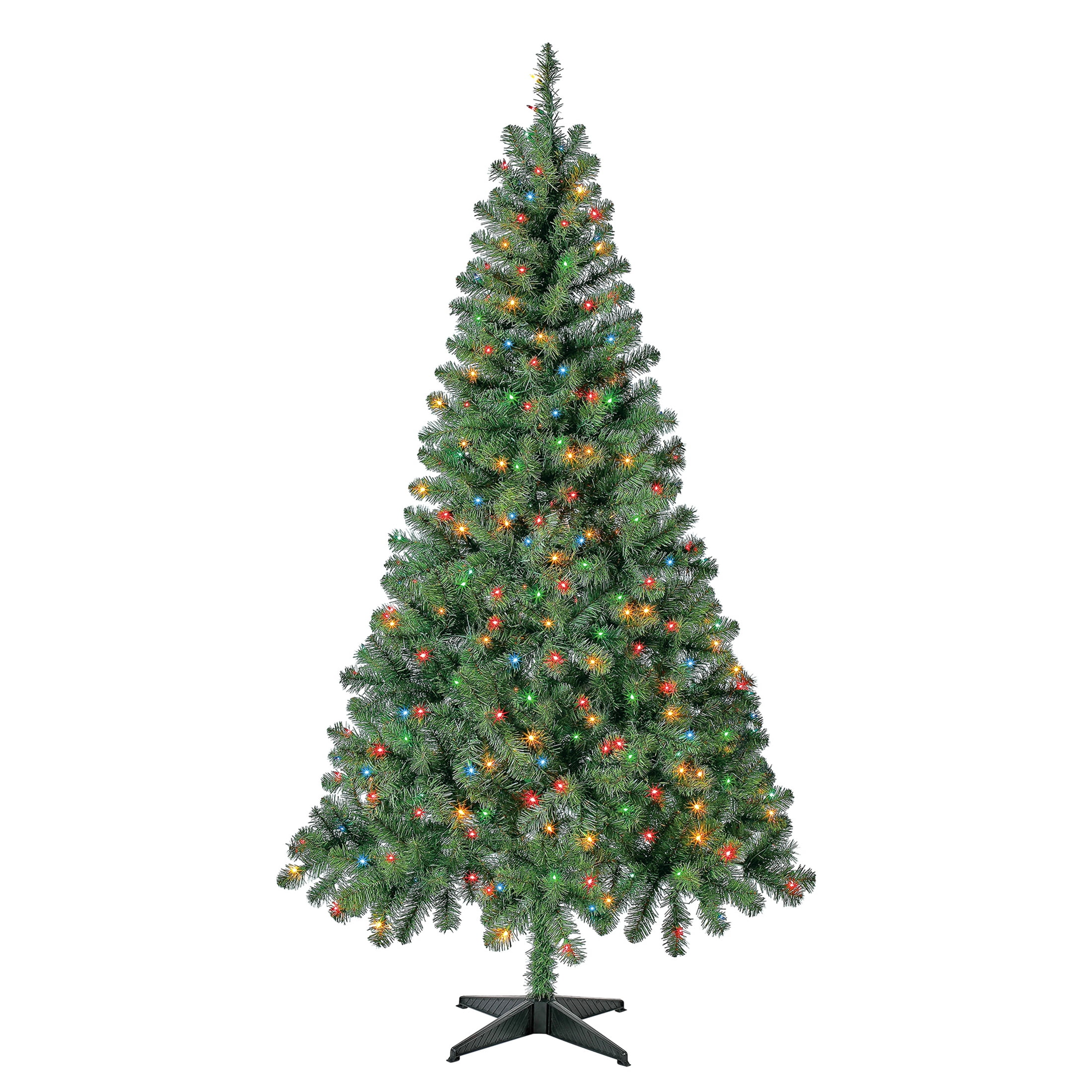 Holiday Time 6.5 ft Madison Pine Pre-Lit Artificial Christmas Tree, 250 Color-Changing LEDs, Hinged Branches, Stand Included