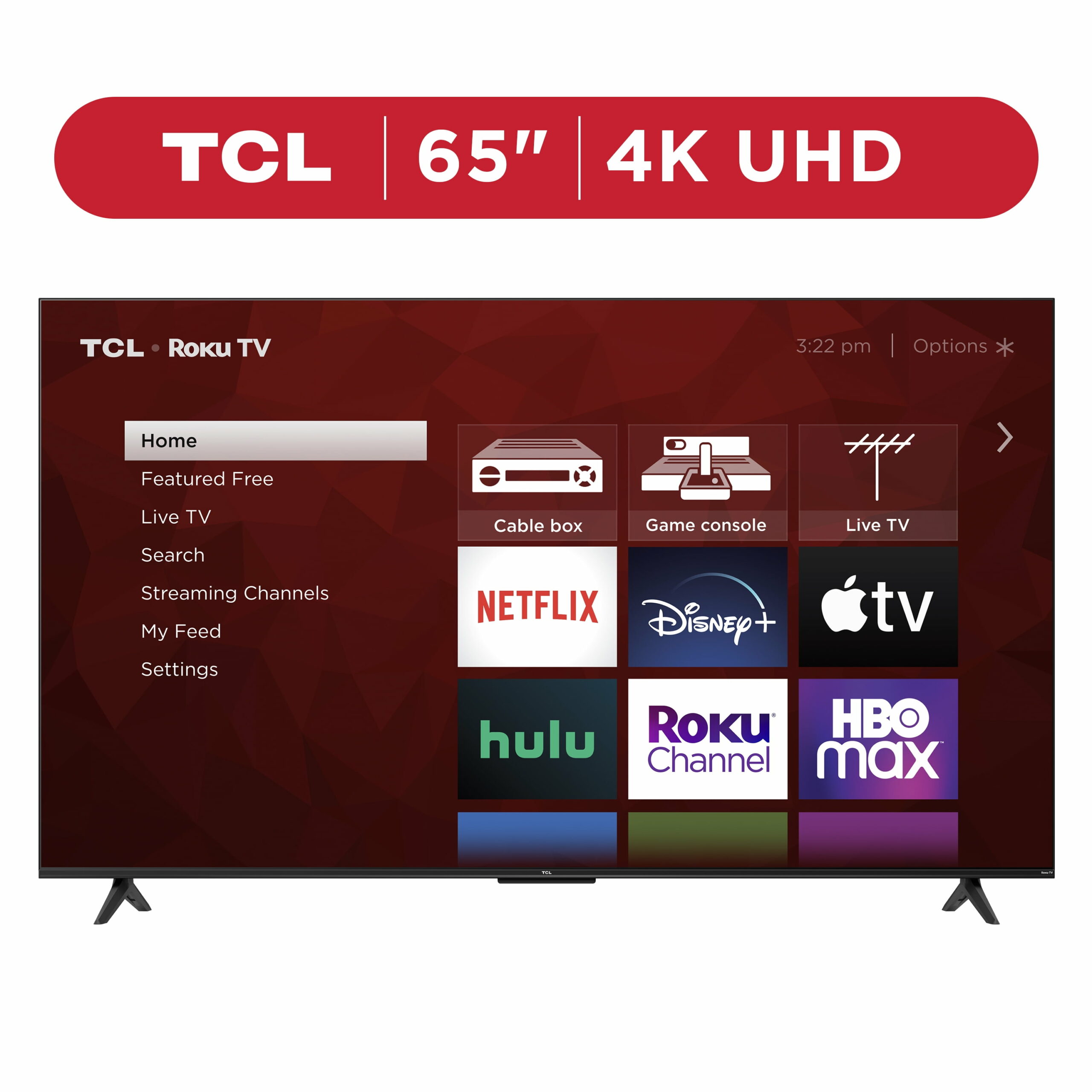 TCL 65′′ 4-Series 4K UHD HDR Smart Roku TV – Stunning Picture & Endless Entertainment