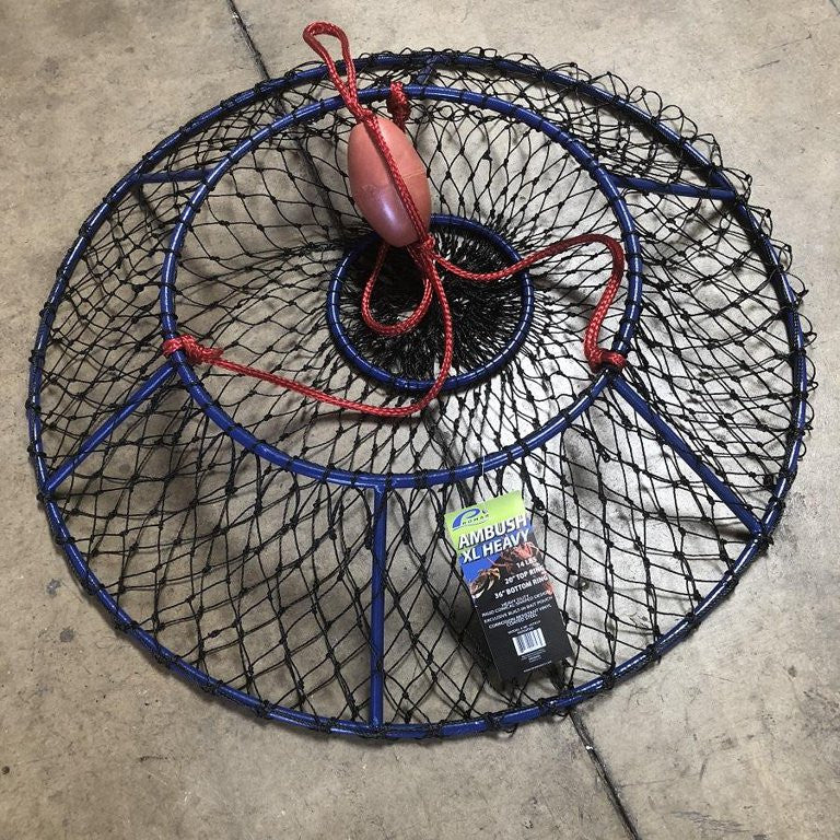 Promar Ambush XL 36′′ Hoop Net for Lobster & Crab with Blue-Ocean Coating and Patented Bait Pouch