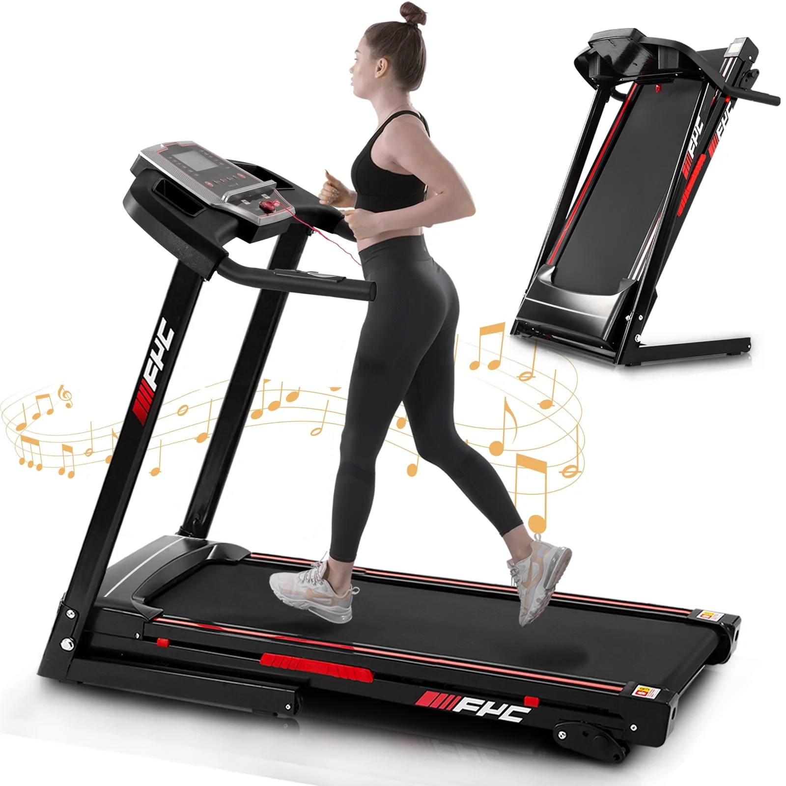 FYC 3.5HP Folding Treadmill with Incline, 330 lbs Capacity, 12 Programs for Home Exercise