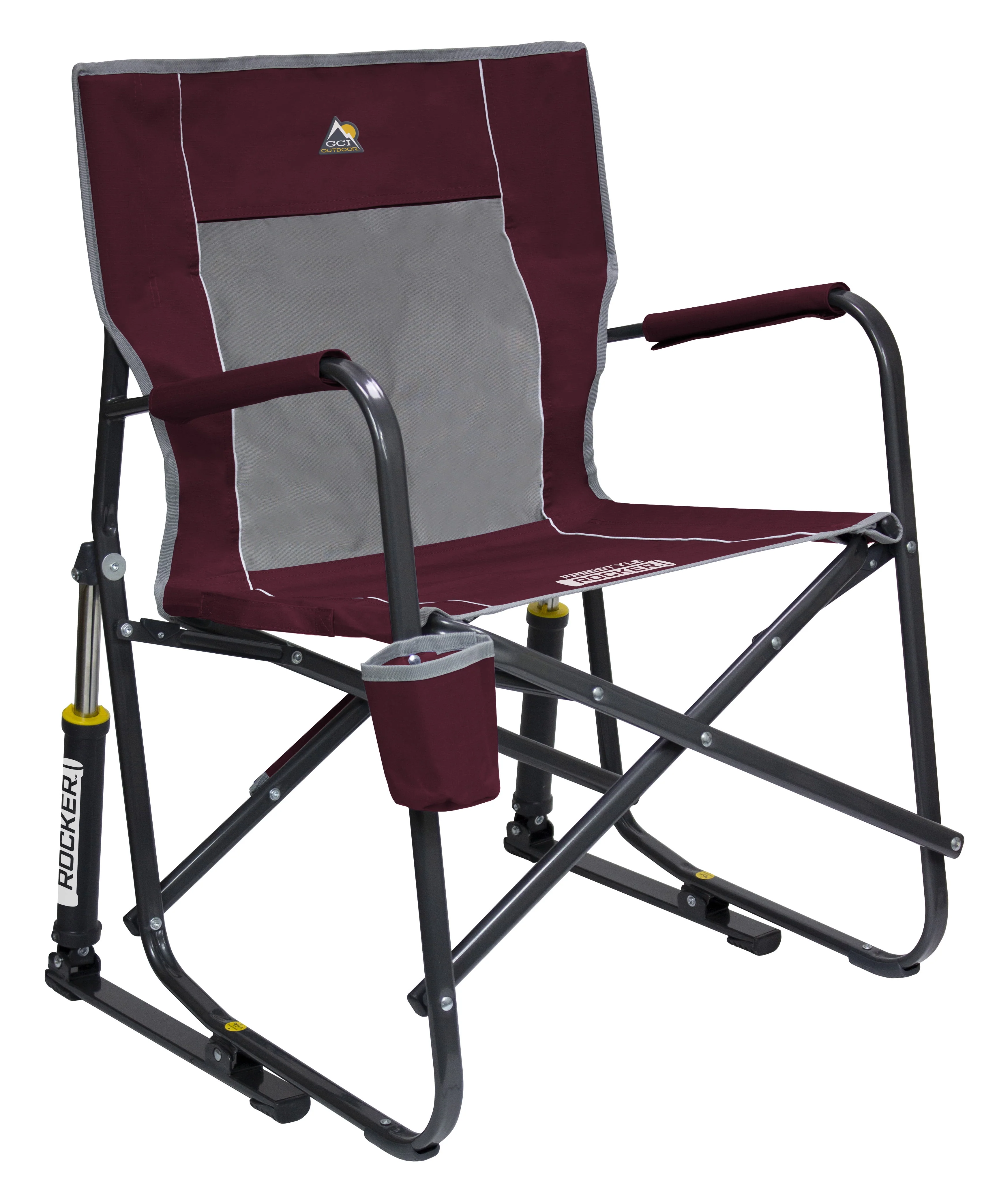 GCI Outdoor Freestyle Rocker Foldable Rocking Camp Chair, Maroon