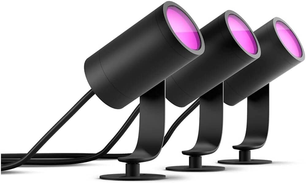 Philips Hue Lily Outdoor Smart LED Spot Light Kit, Color Changing, Weatherproof, Voice Control, 3-Pack