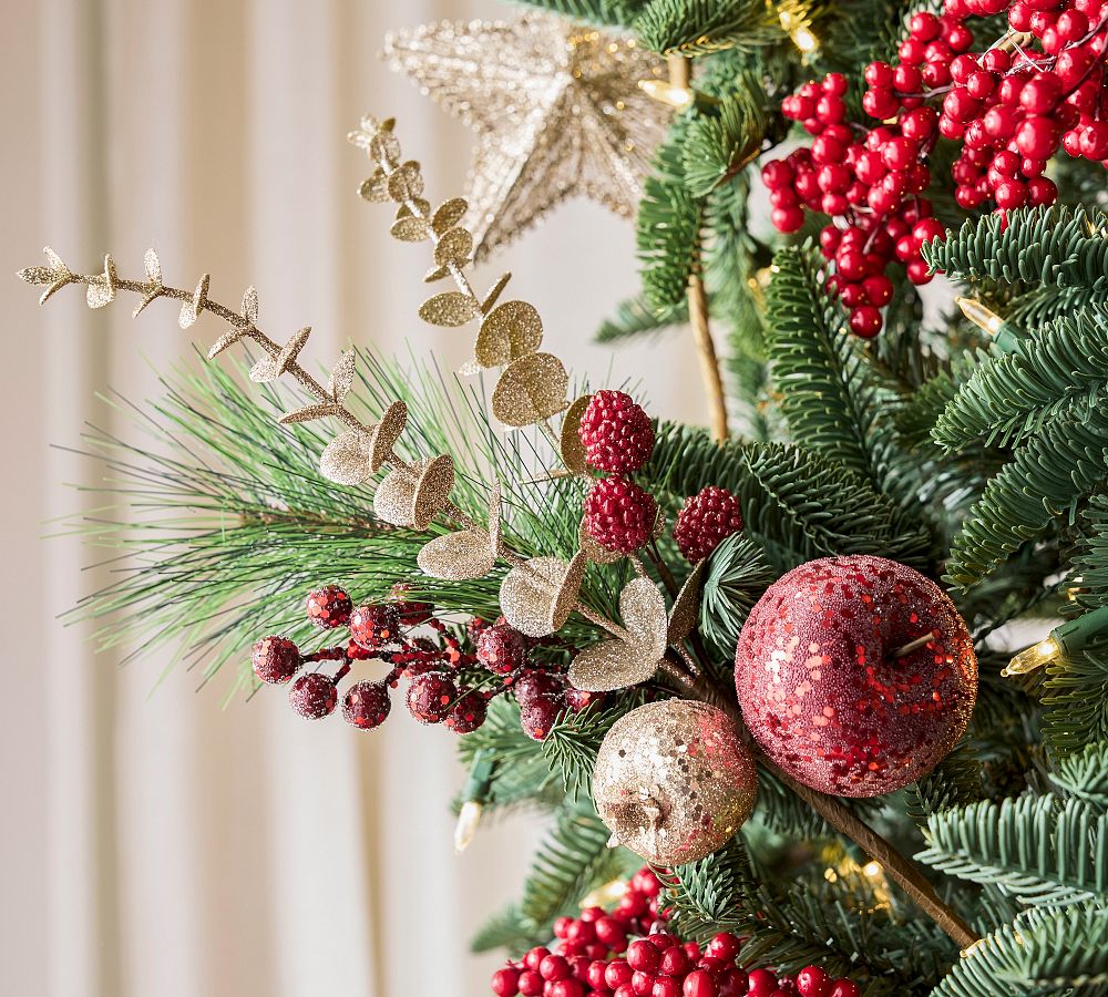 Sparkly Eucalyptus Tree Pick – Indoor Christmas Decoration, 15′′ H, Styrofoam/Iron/Plastic