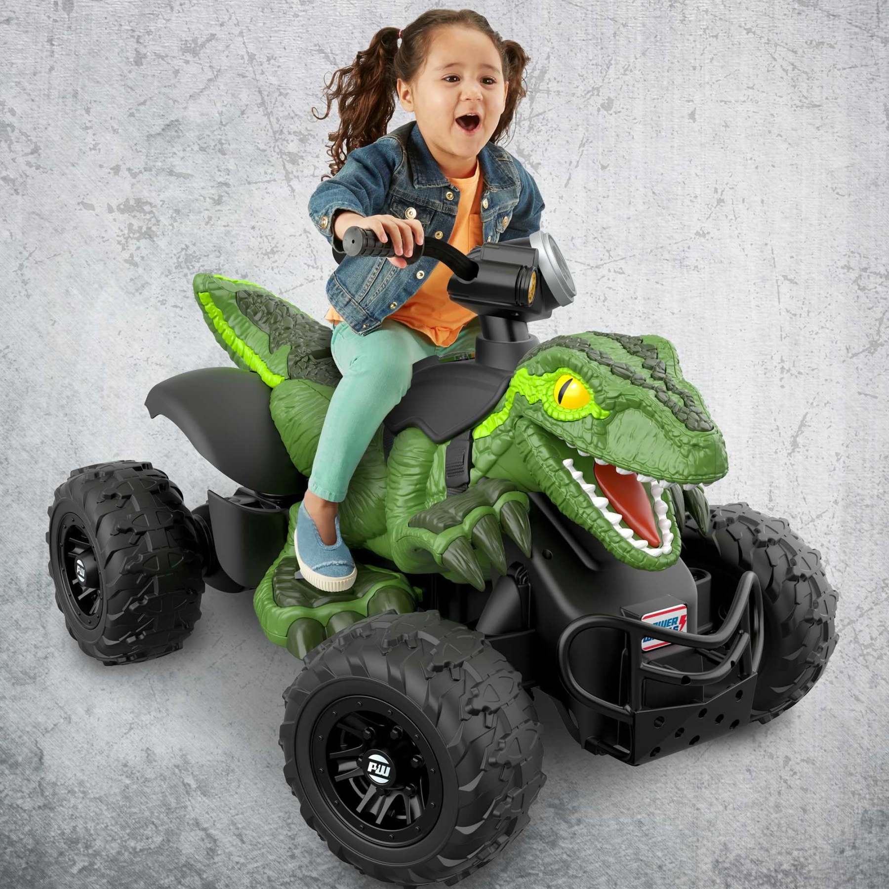 Fisher-Price Power Wheels Jurassic World Dino Racer Ride-On ATV, Green Dinosaur Toy