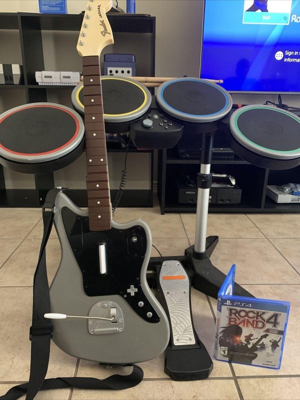 Rockband 4 PS4 Bundle Guitar Drums TESTED WORK EXCELLENT