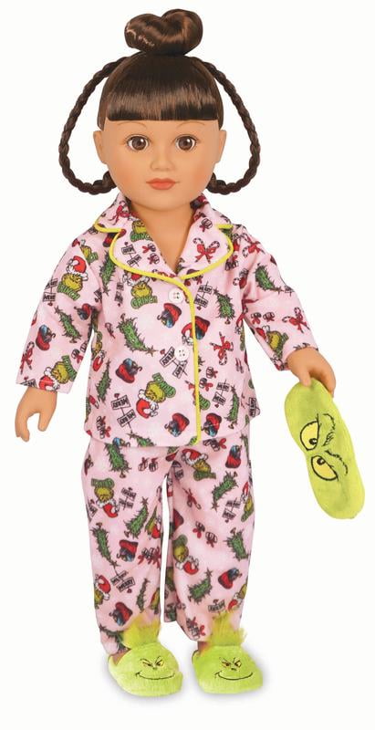 My Life As 18′′ Poseable Grinch Sleepover Doll, Brunette Hair, Brown Eyes, Pajamas & Accessories