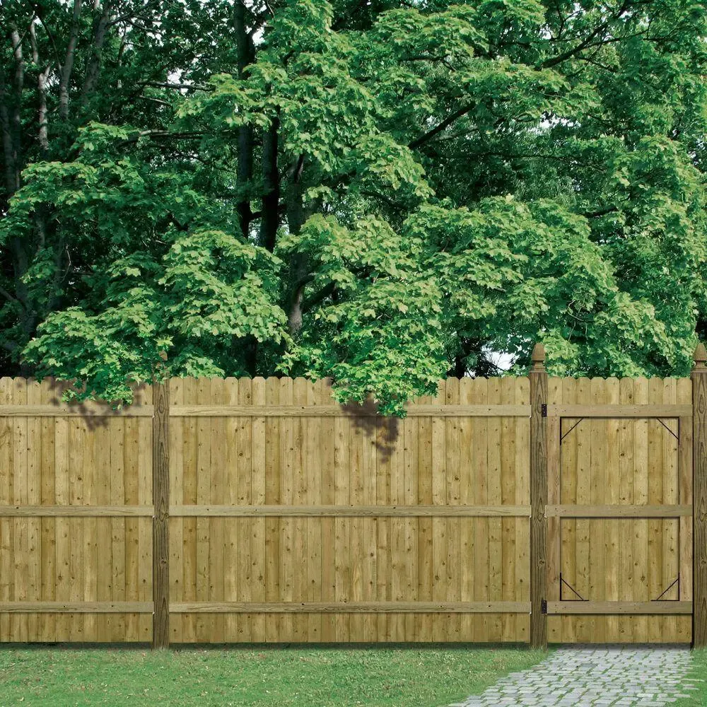 Barrette 6×8 ft Pressure-Treated Wood Privacy Fence Panel with Dog-Ear Design