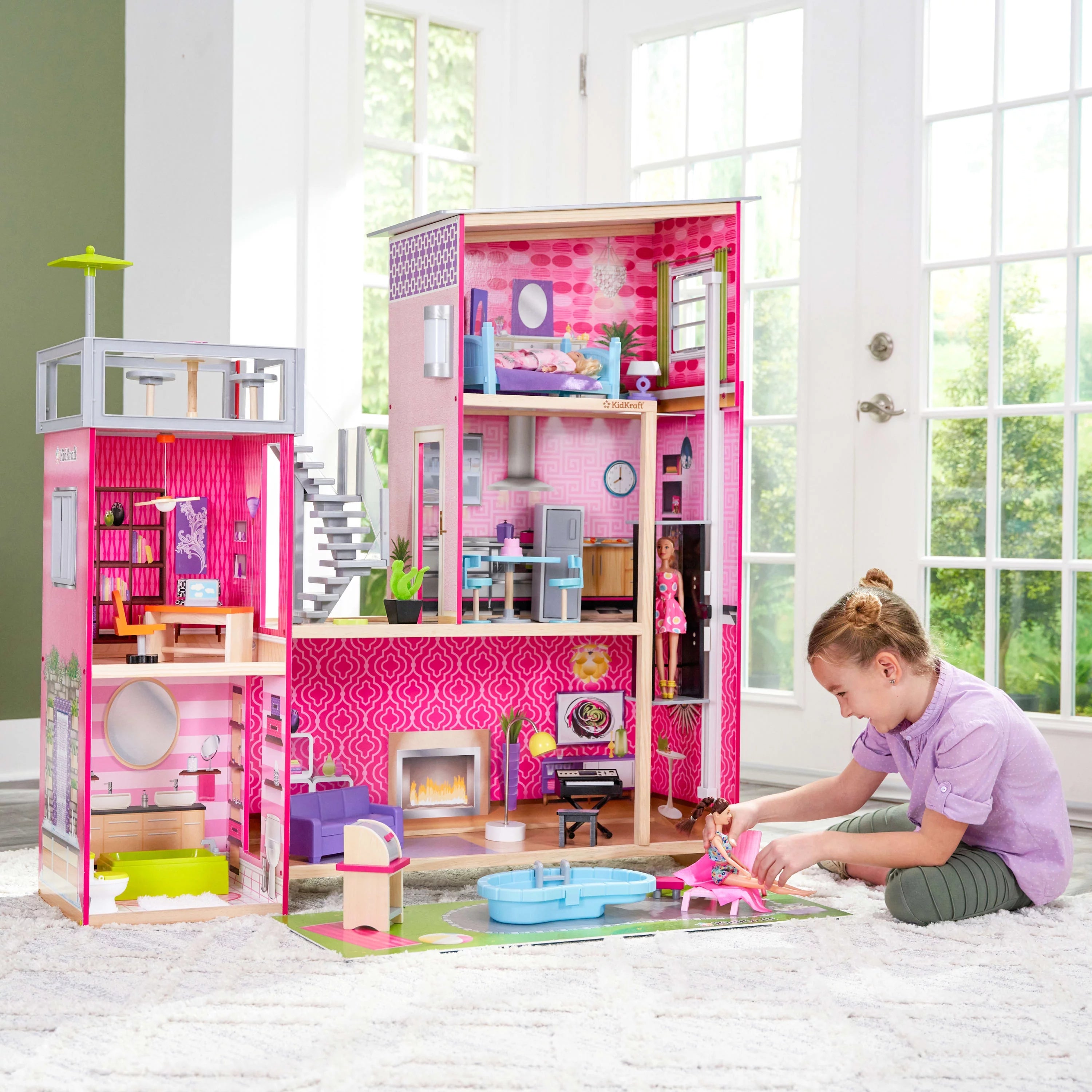 KidKraft Uptown Wooden Dollhouse with 36 Accessories, Ages 4 & up