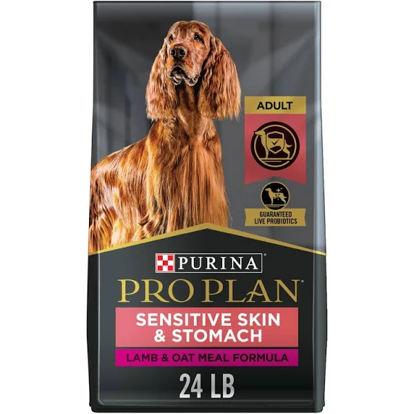 Purina Pro Plan Sensitive Skin & Stomach Adult Dry Dog Food, Lamb & Oatmeal, 24 lbs