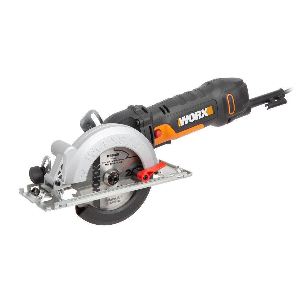 Worx WorxSaw WX439L 4.5 Amp Compact Circular Saw, 4-1/2′′ Blade, One-Hand Operation