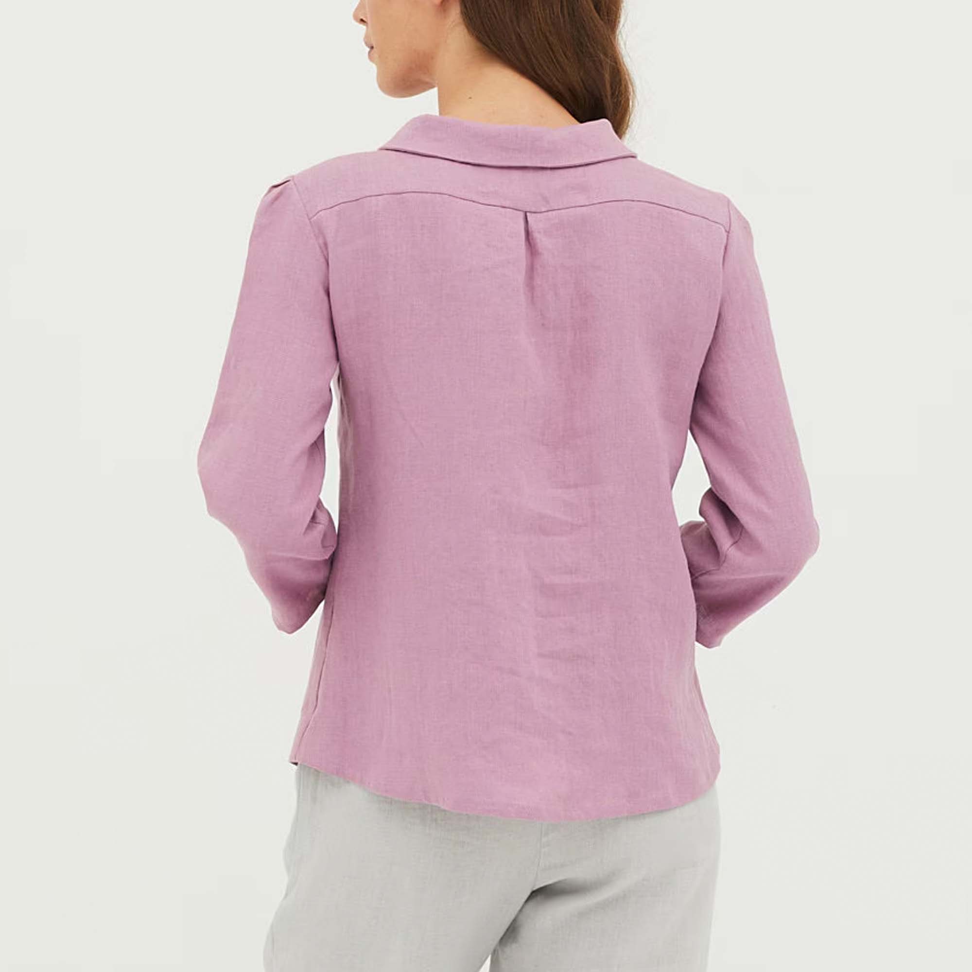 Lilac Collared Neck Linen Top WD9
