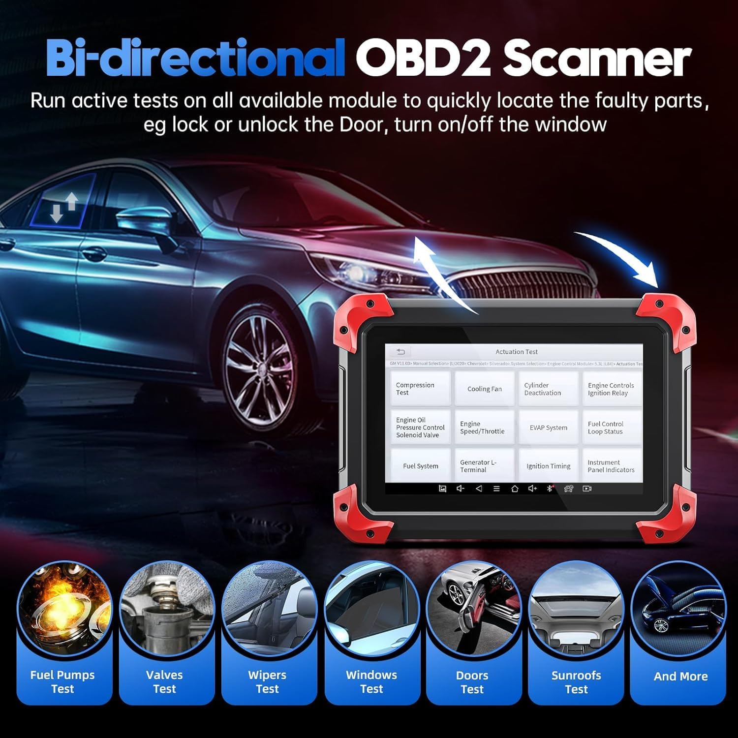 XTOOL D7 Automotive OBD2 Scanner with ECU Coding, Bidirectional Controls, 36+ Resets, Android 10, Full System Diagnostics, 3-Year Updates