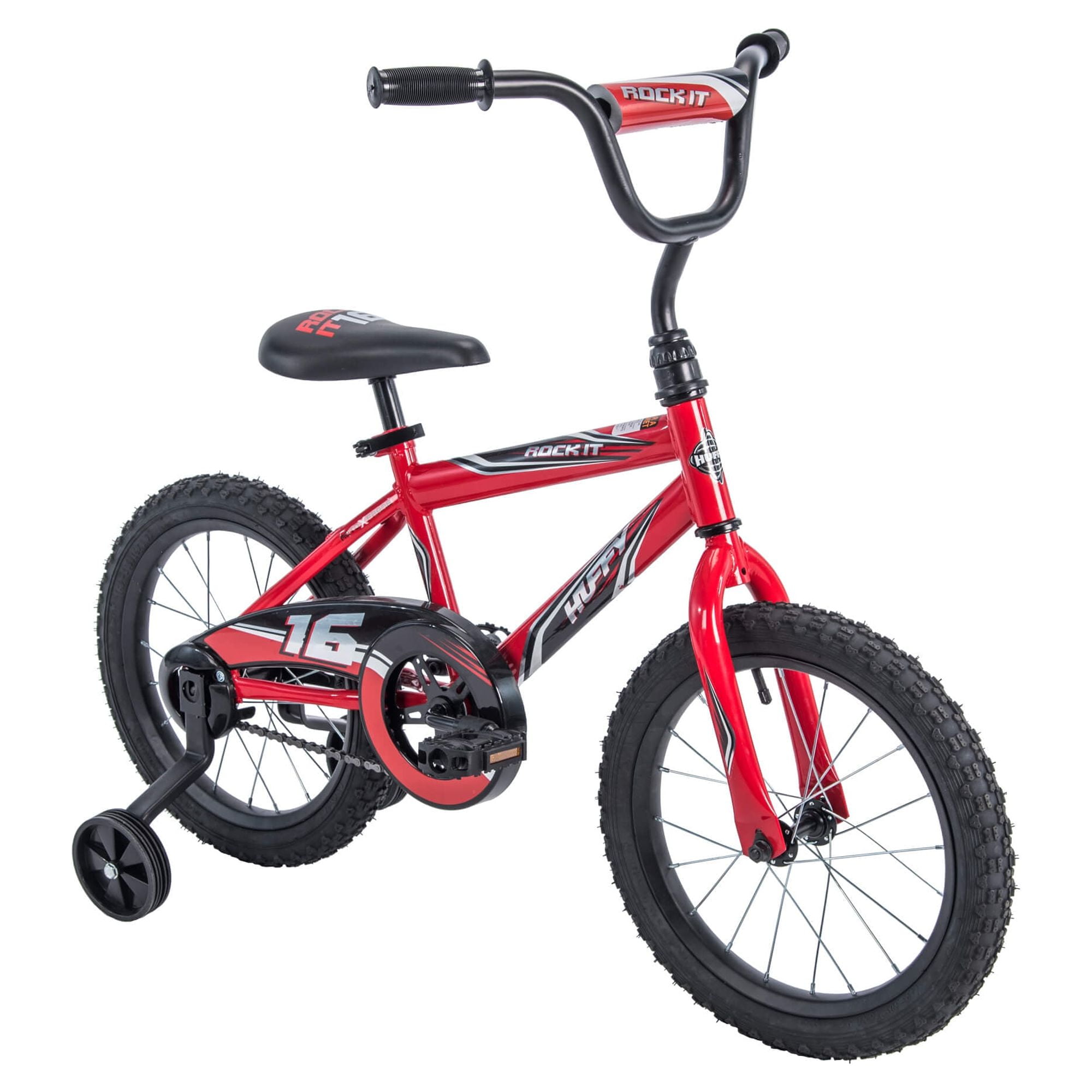Huffy Rock It 16′′ Kids Bicycle, Red, Ages 4+, Training Wheels, Steel Frame