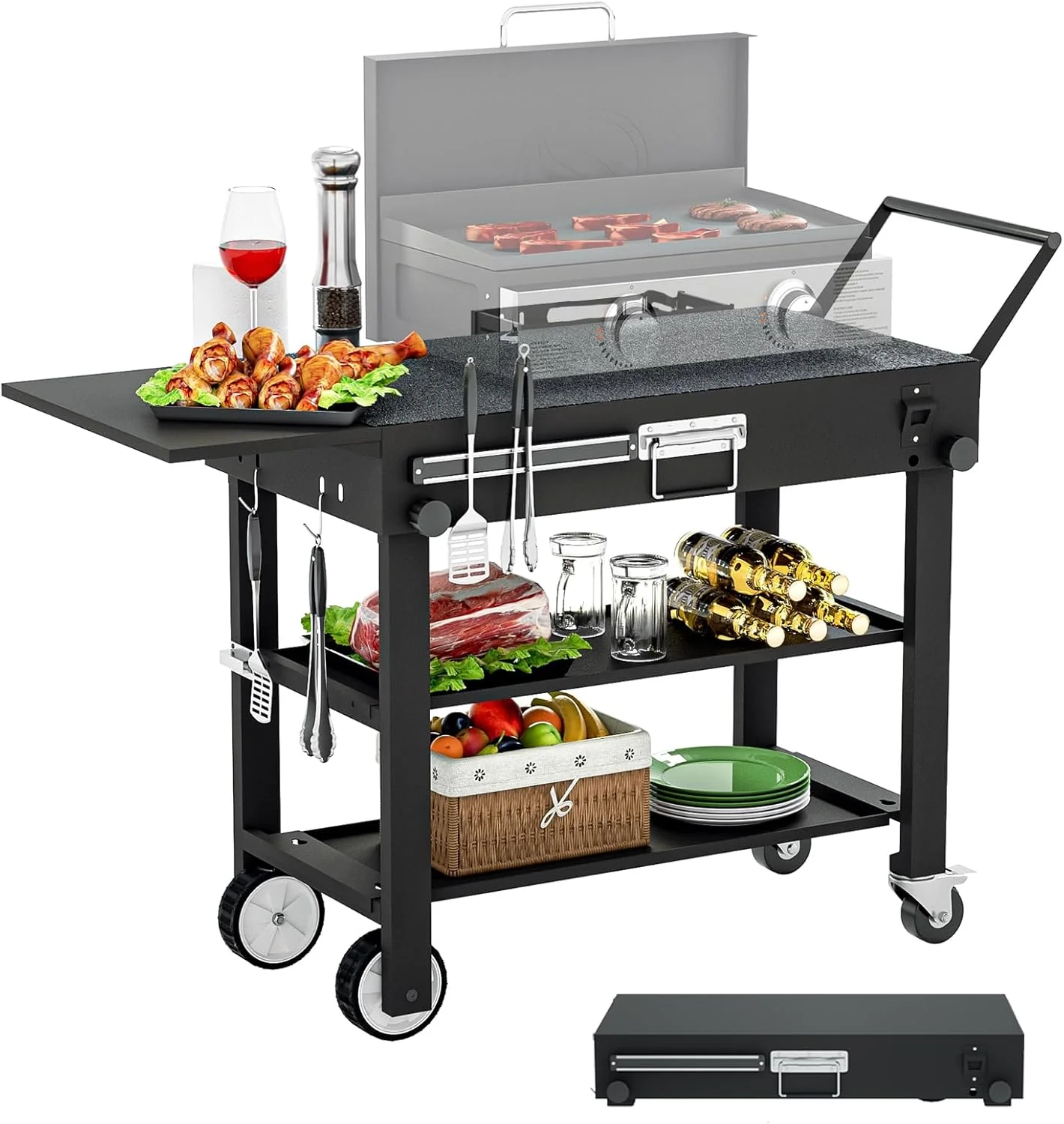Portable Grill Table Stand for Blackstone & Ninja Griddles - Durable Metal