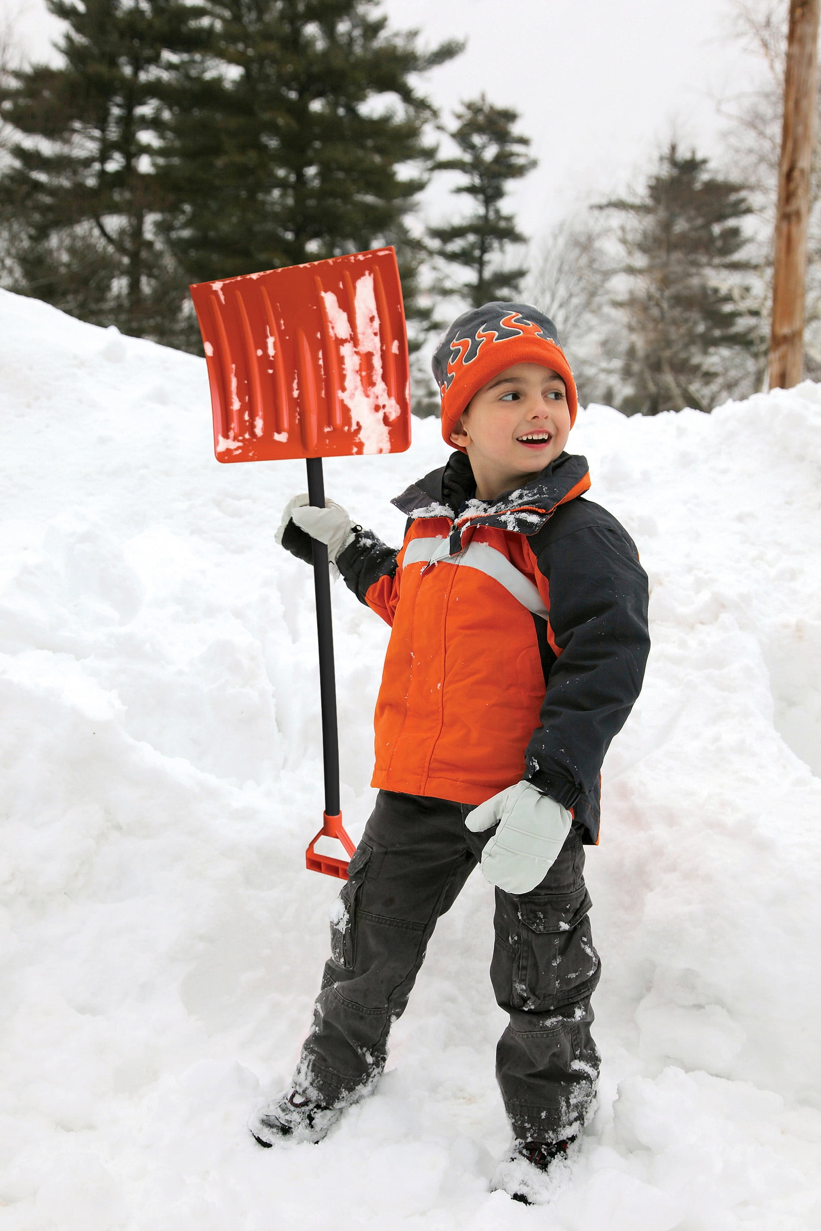 EMSCO Bigfoot Kids Snow Shovel – Lightweight Poly Blade & Wooden Handle – Safe & Durable