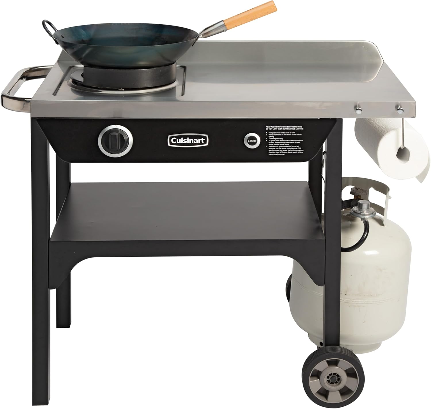 Cuisinart Outdoor Wok Station with 50,000 BTU Burner & 14′′ Carbon Steel Wok – Perfect for Stir Frying & More