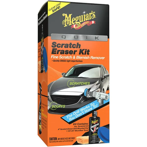 Meguiar’s Scratch Eraser Kit – All-in-One Drill-Activated Solution for Fine Scratches & Scuffs Removal, Clear Coat Safe