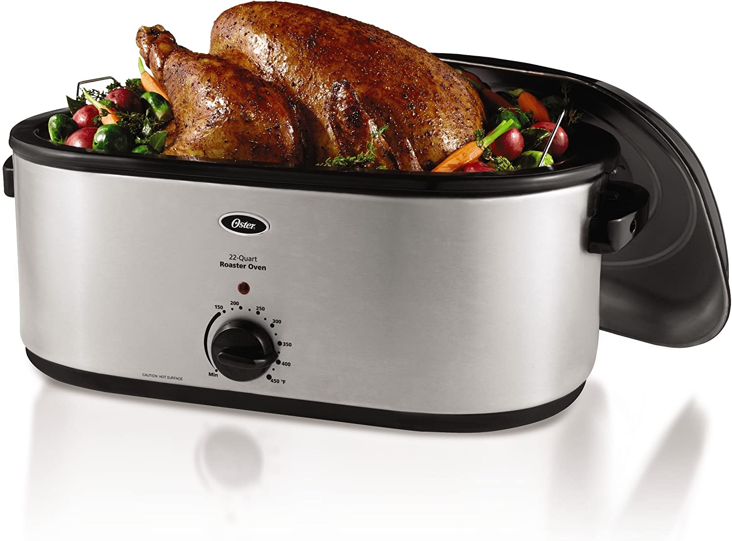 Oster 22-Quart Stainless Steel Roaster Oven, Fits 22-lb Turkey, Baking & Roasting, Easy Clean, CKSTRS23