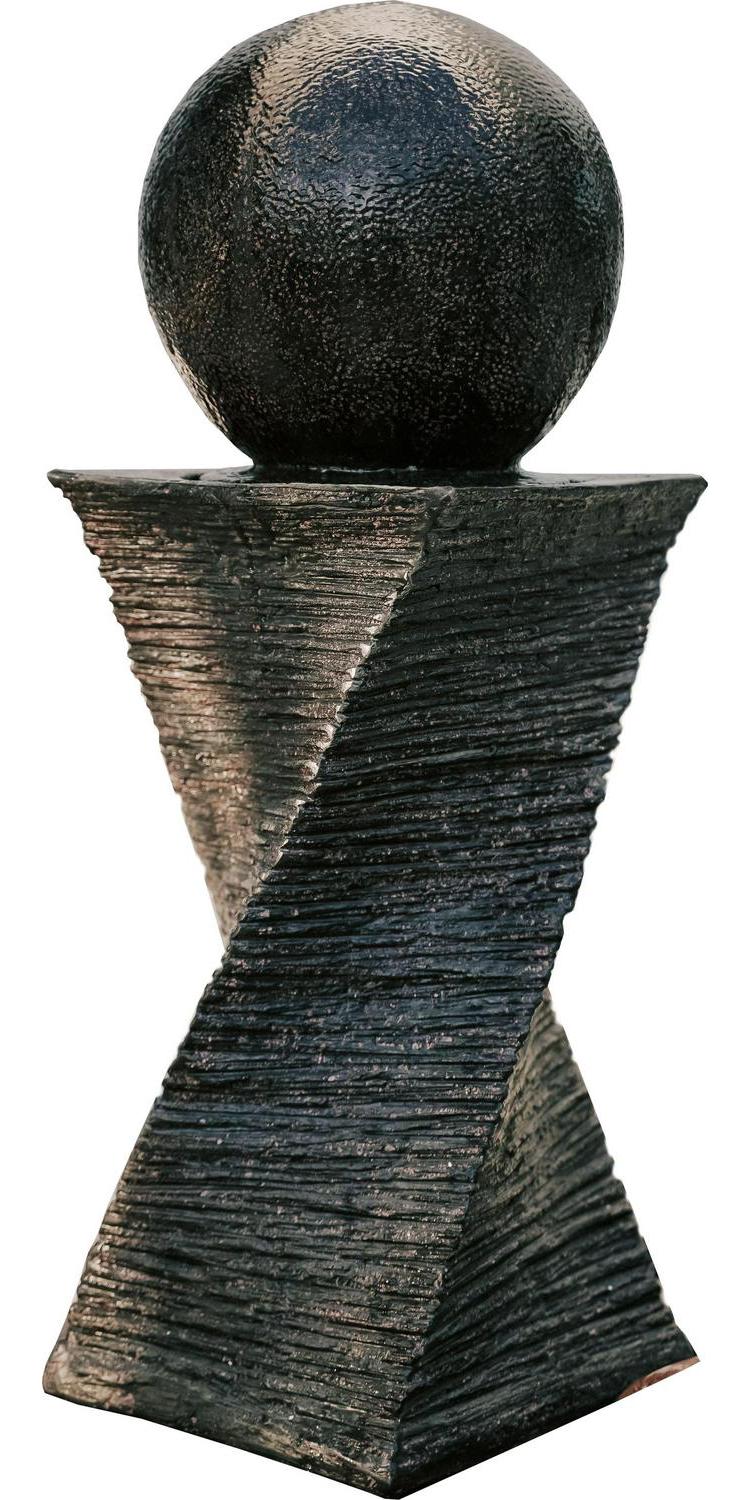 XBrand Zen Ball Water Fountain, 30′′ Black Swirl Sphere, Indoor/Outdoor Decor