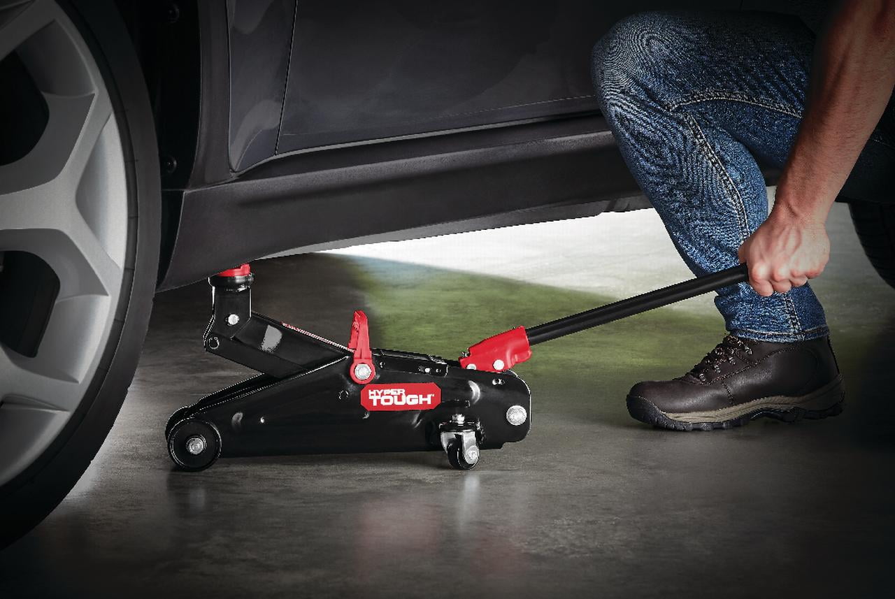 Hyper Tough 2-Ton Trolley Jack, Heavy-Duty Steel, 5-1/8′′ to 13′′ Lift Range, Safety Valve, Portable