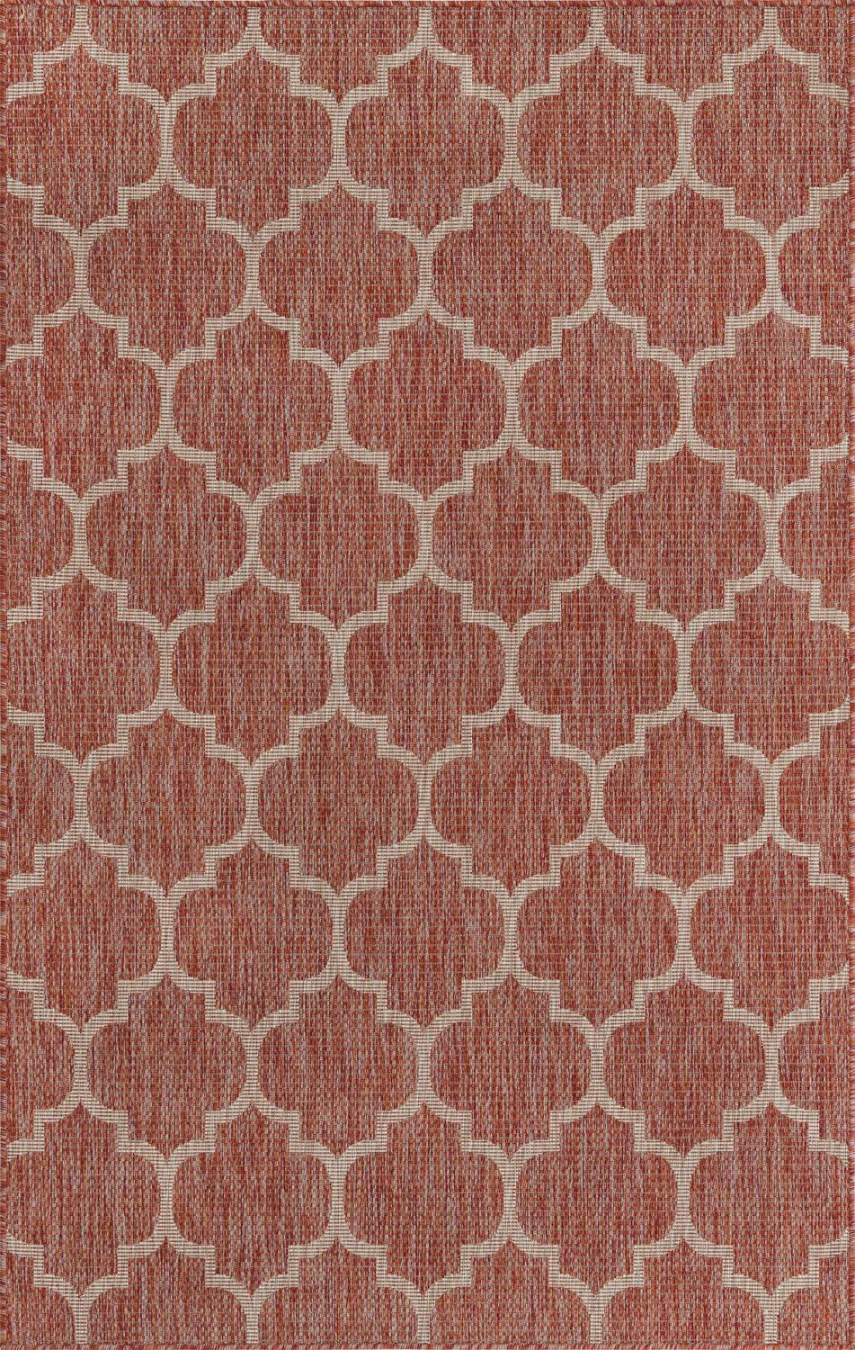 Unique Loom Trellis Indoor/Outdoor Rug, Rust Red/Ivory, 5’3′′ x 8′, Polypropylene, Stain & Fade Resistant, Geometric Pattern