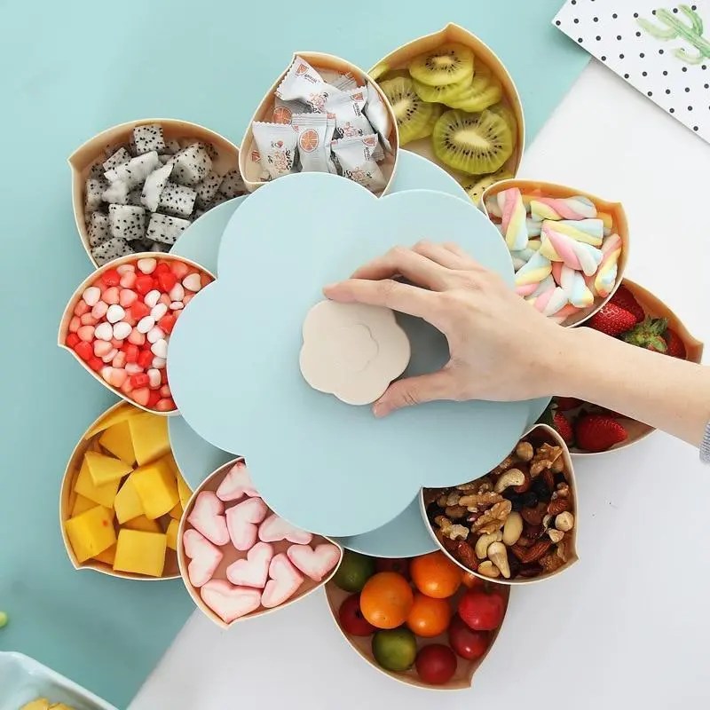 Flower Petal Shaped Candy Rotating Box Embellishment Storage