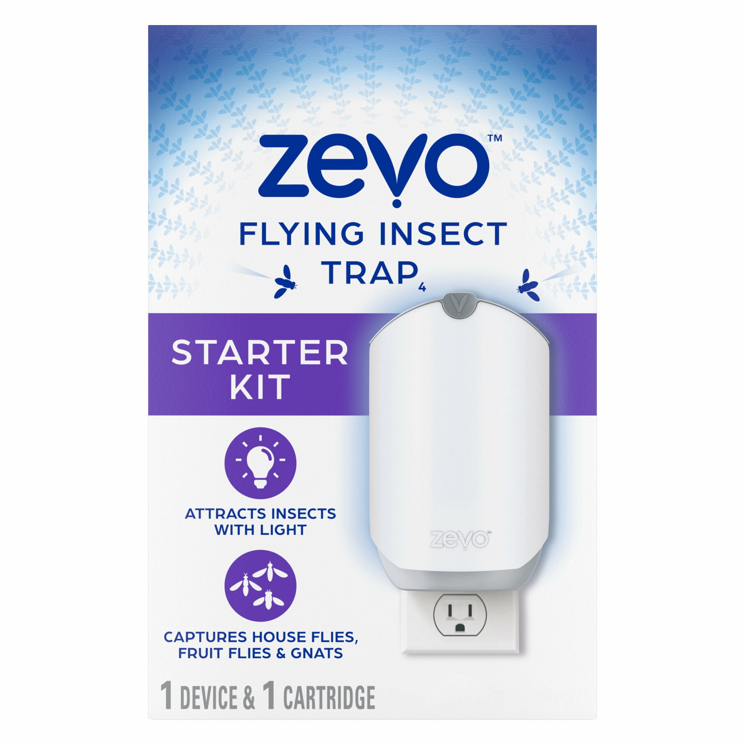 Zevo Indoor Fly Trap with UV LED – Includes 1 Device & 1 Refill for Kitchens & Living Spaces
