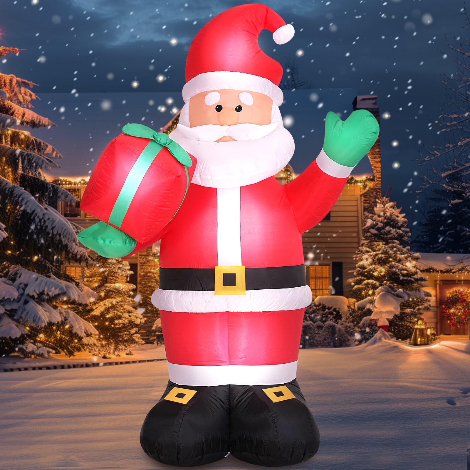 JollyHome 8 Ft Inflatable Santa Claus with LED Lights, Weatherproof Christmas Yard Decoration