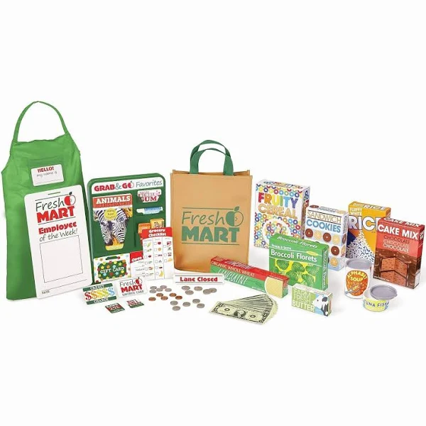 Melissa & Doug Fresh Mart Grocery Store Companion Set, 70-Piece Playset for Ages 3+