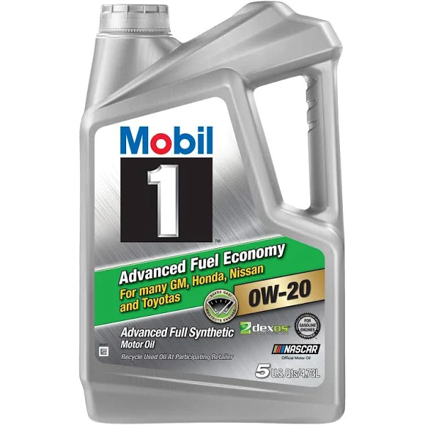 Mobil 1 Advanced Fuel Economy OW-20 Synthetic Motor Oil, 5 qt – Excellent Thermal Stability
