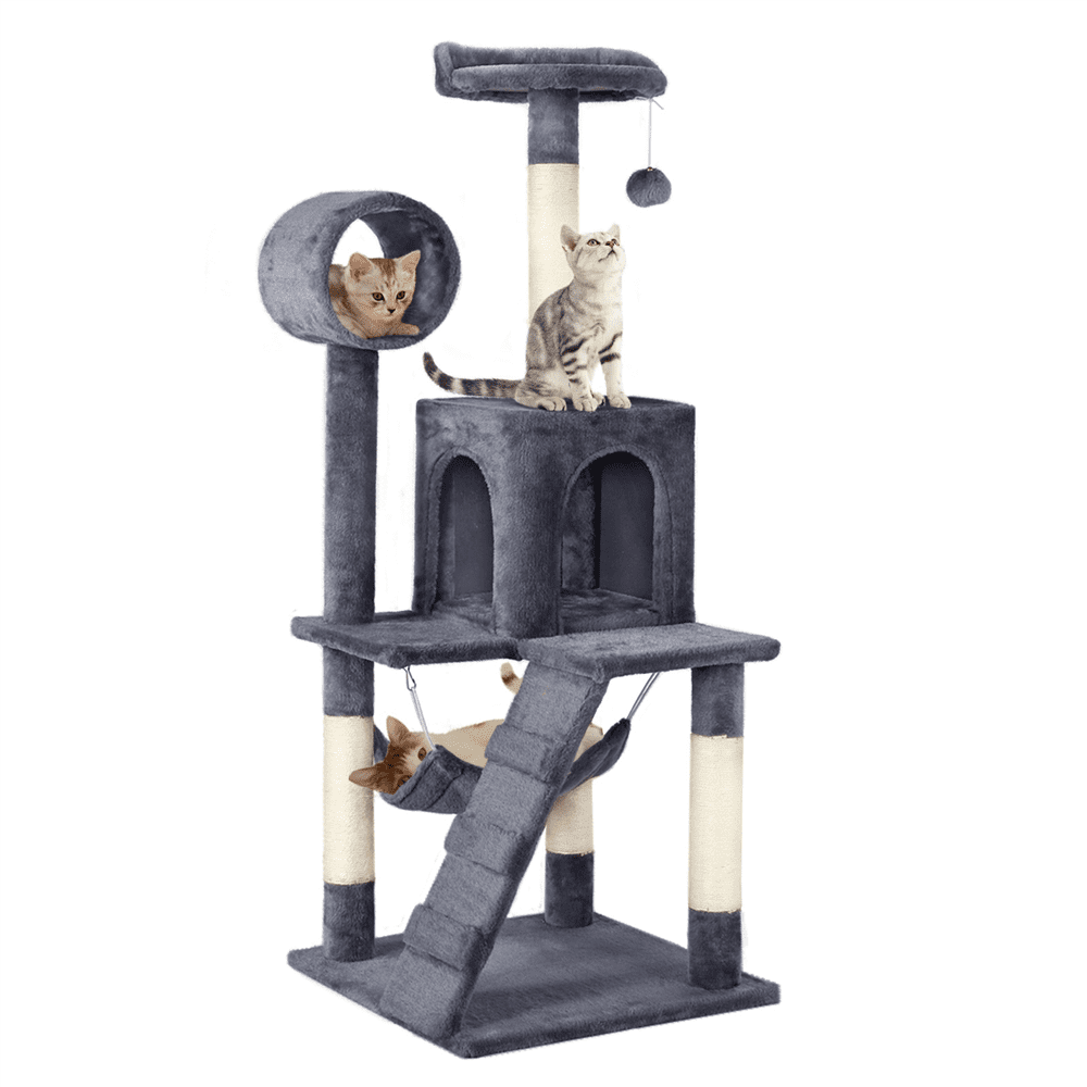 Yaheetech 51′′ Cat Tree Tower with Condo, Hammock & Scratching Posts, Gray