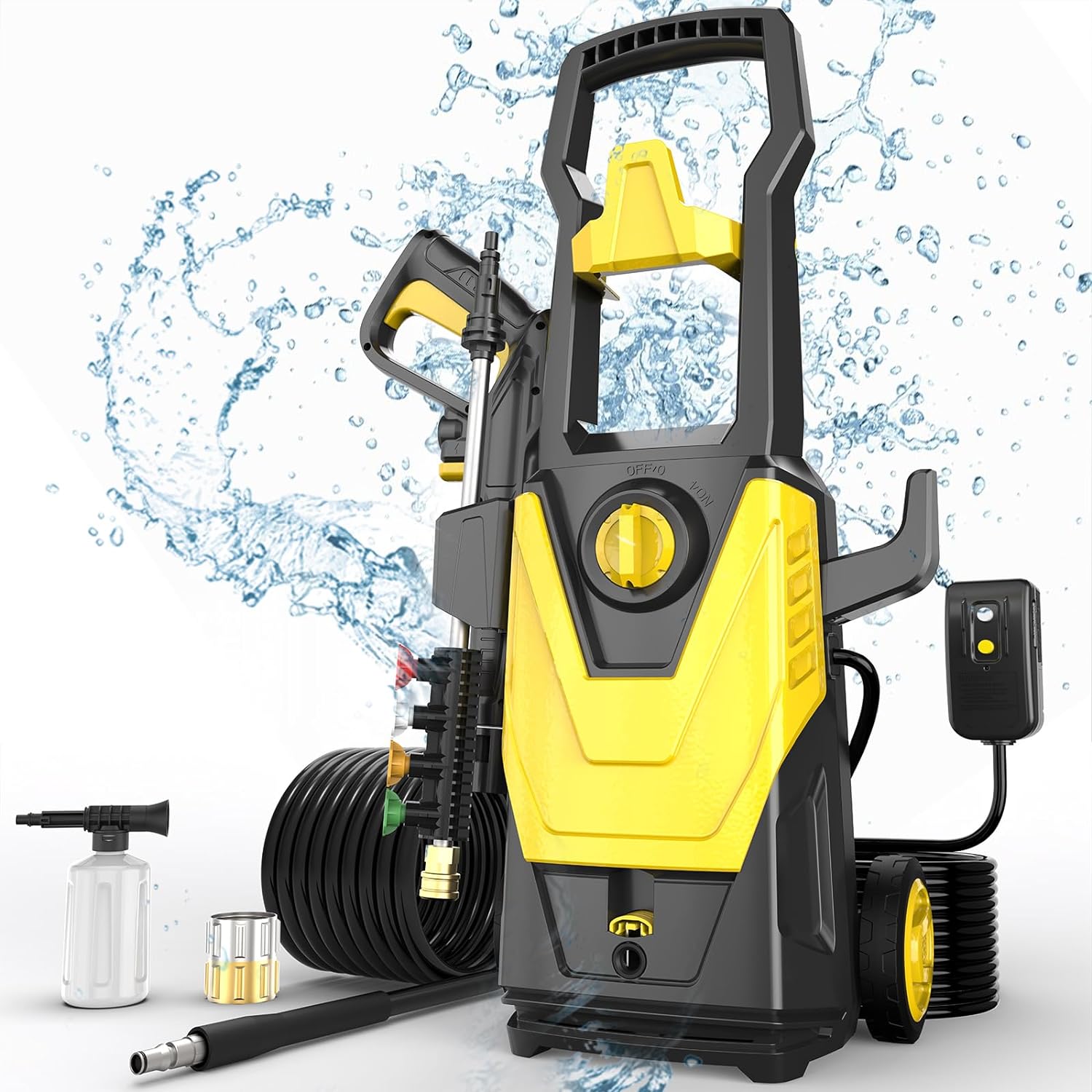 Sun Joe Electric Pressure Washer 4200PSI 2.8GPM with 20FT Hose, 4 Nozzles & Foam Cannon for Cars, Patios & Driveways – Yellow