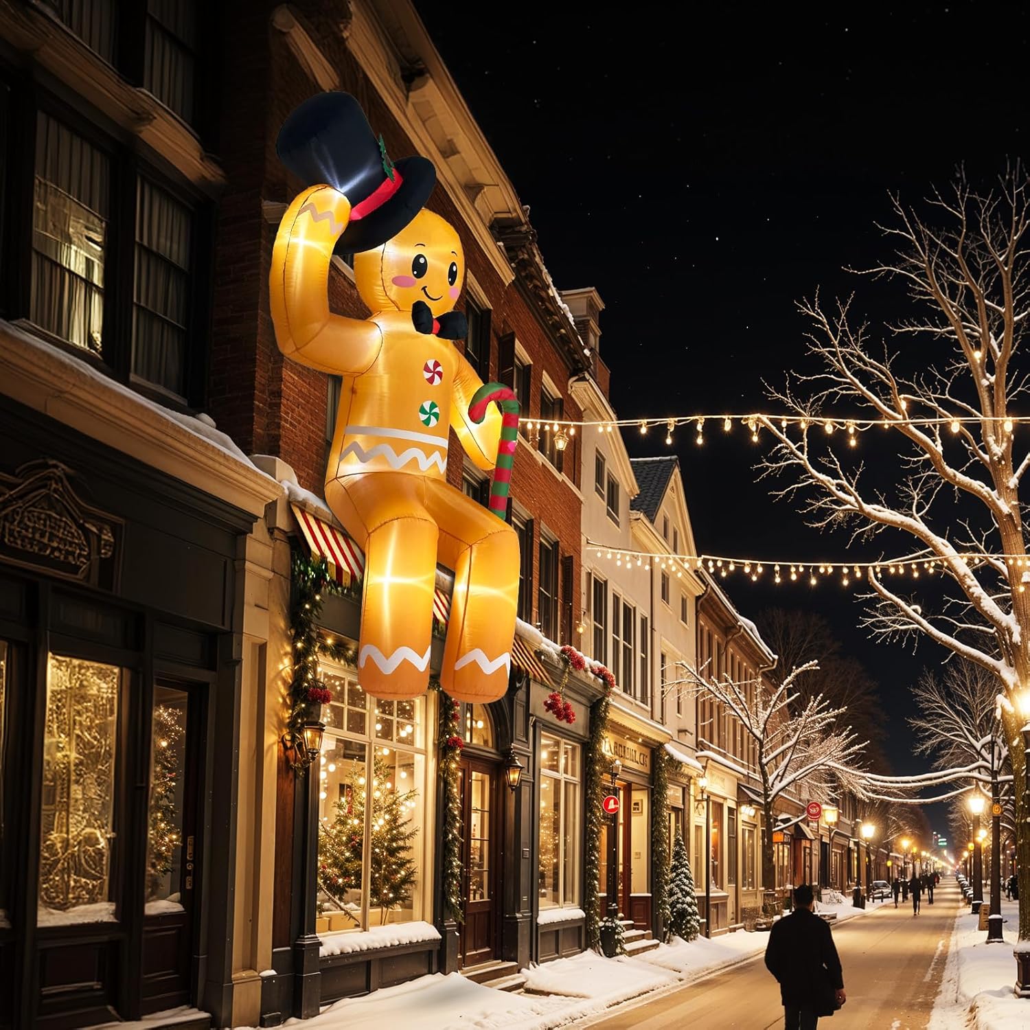 GUDELAK 10FT Gingerbread Christmas Inflatable with LED Lights, Easy Setup for Outdoor Decoration, Roof & Yard Display