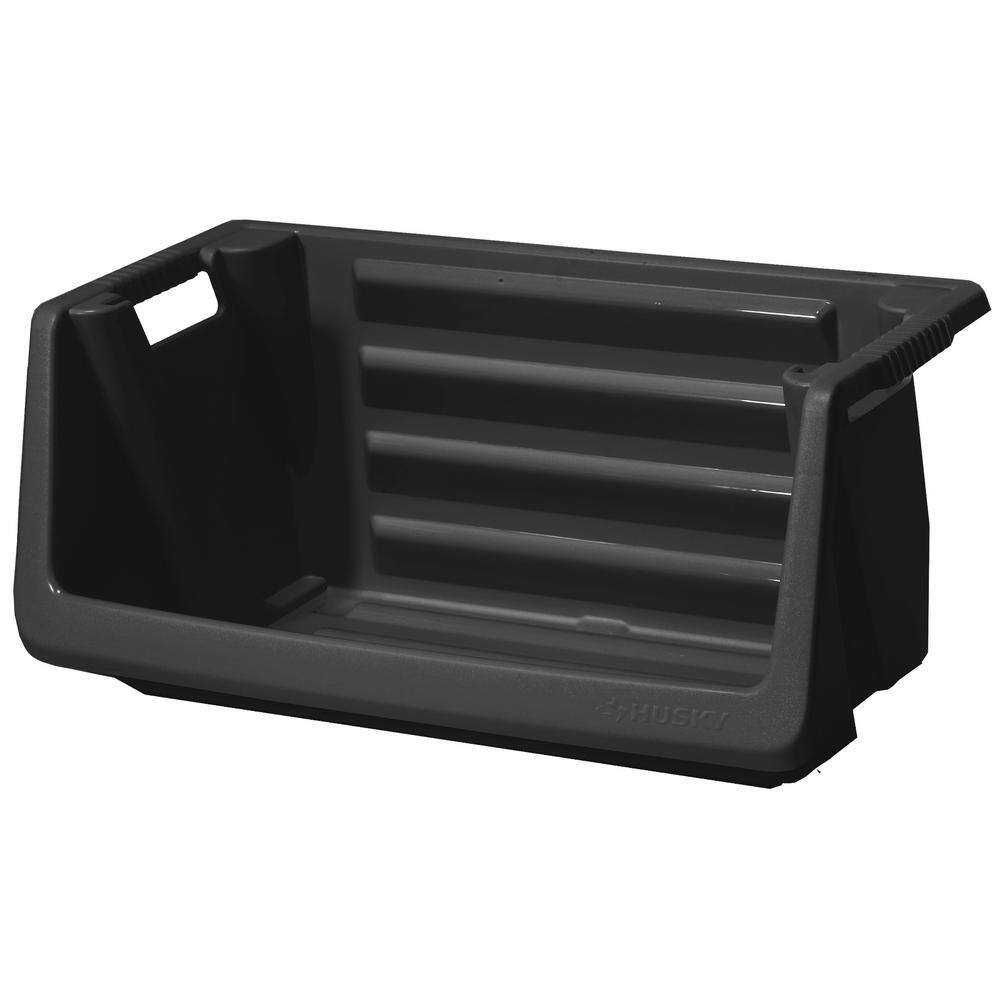 Husky 55 Gallon Stackable Storage Bin, Black – Durable, 100 lb Capacity, Easy Transport