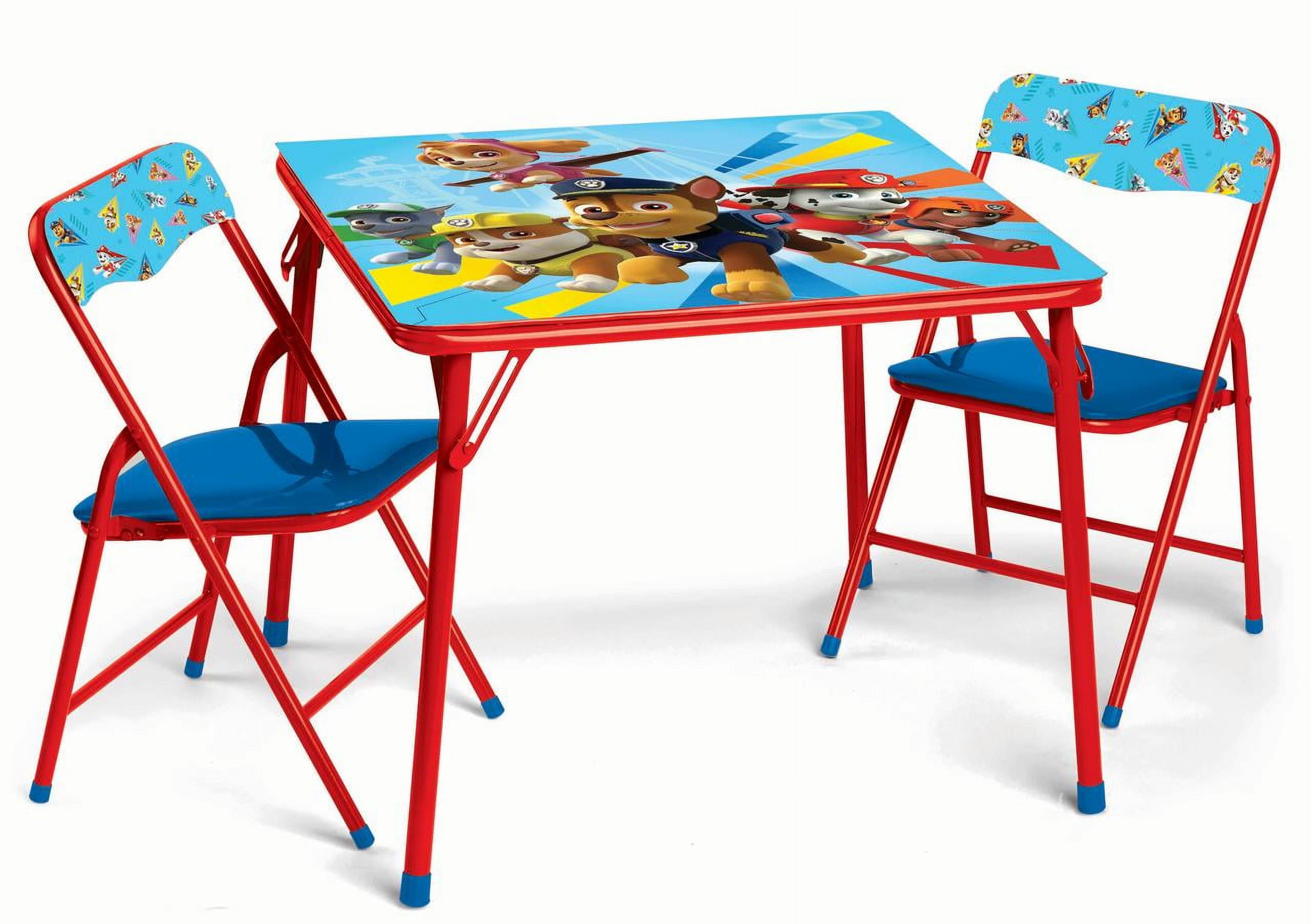 Paw Patrol Kids Activity Table and Chairs Set, Red, Ages 3-7, Comfortable Cushions, Washable Surface