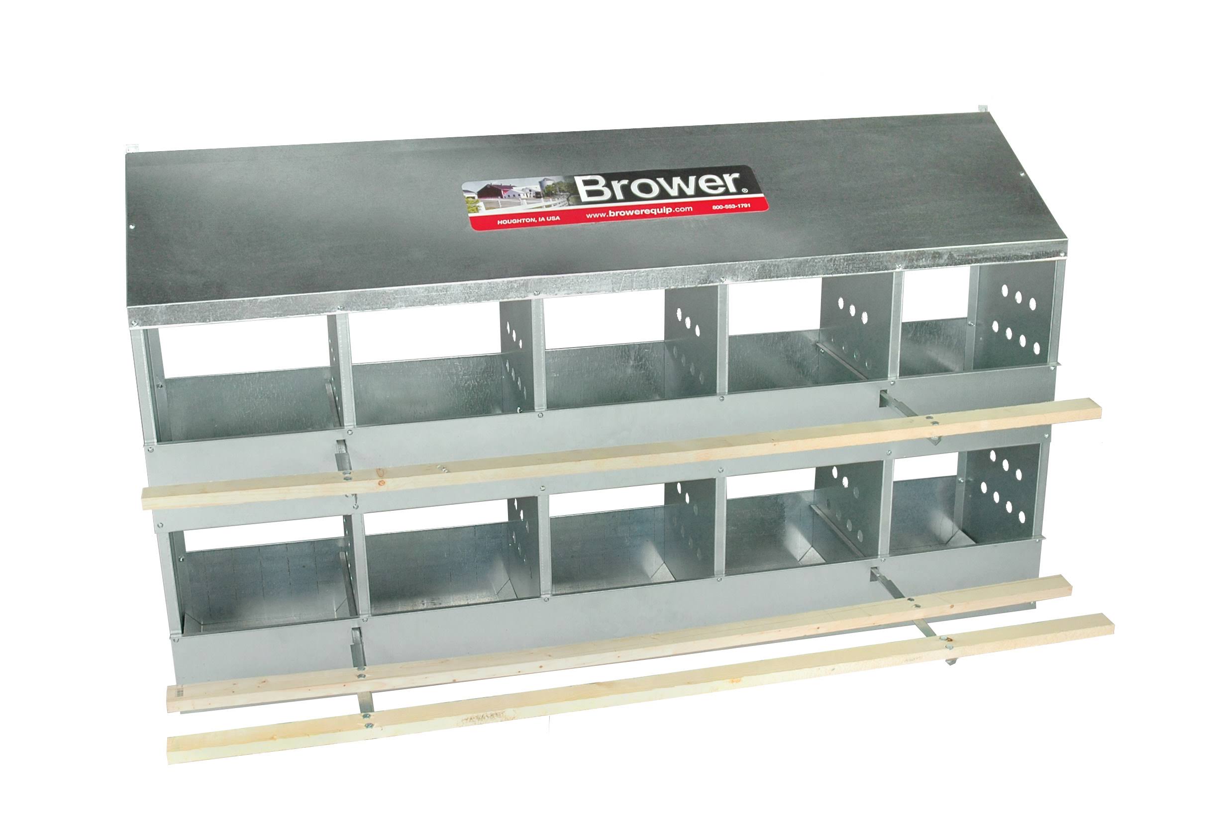 Brower 410b Galvanized 10-Hole Poultry Nesting Box for 60 Hens, Durable & Easy to Assemble