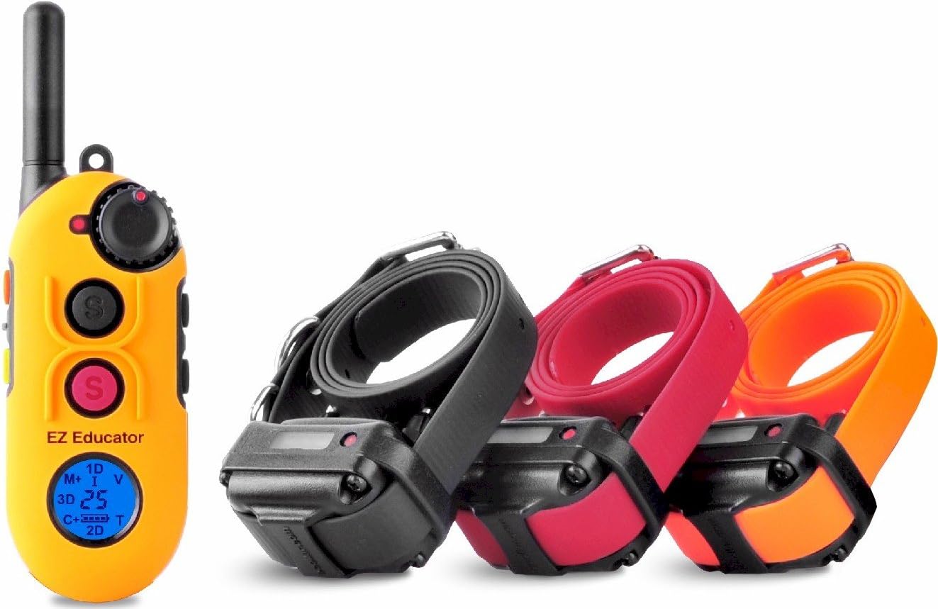 EZ Dog Training Collar with Ergonomic Remote, Vibration & Tone, Waterproof Biothane, Rechargeable, Yellow – 1/2 Mile Range