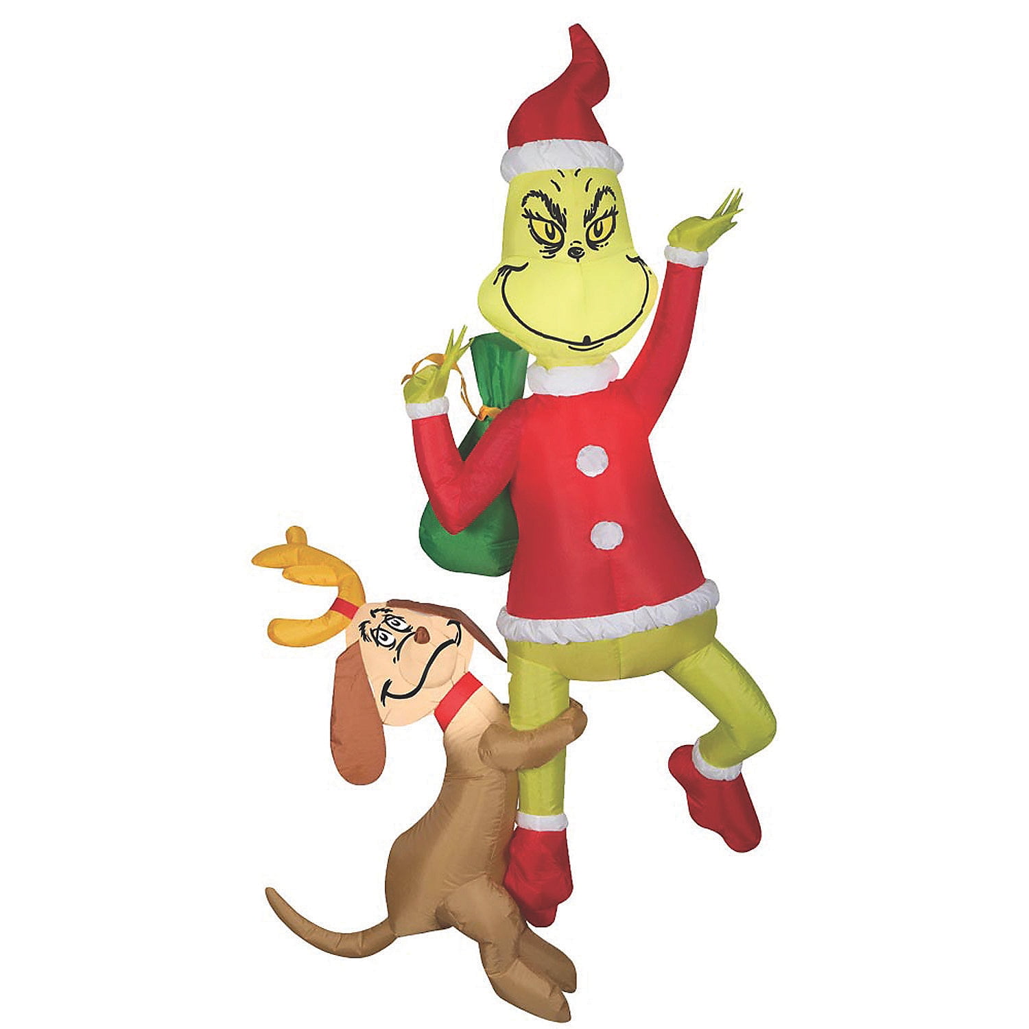Gemmy Dr. SeussTM Hanging Grinch & Max Inflatable LED Yard Decoration, 72′′x43′′x19′′